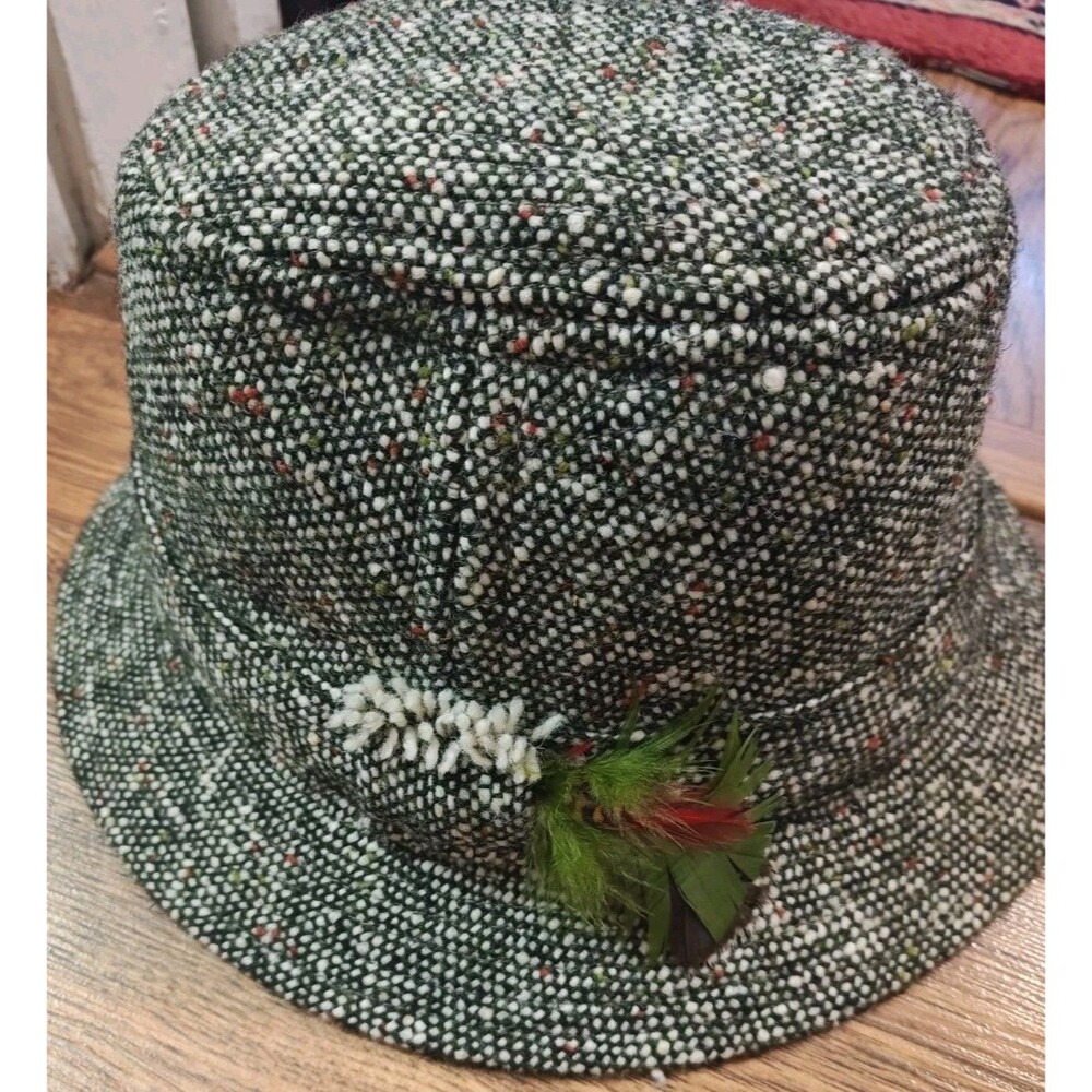 Hanna Hats Tweed 100% Wool Bucket Hat Gray Size Large Made In Ireland Classic